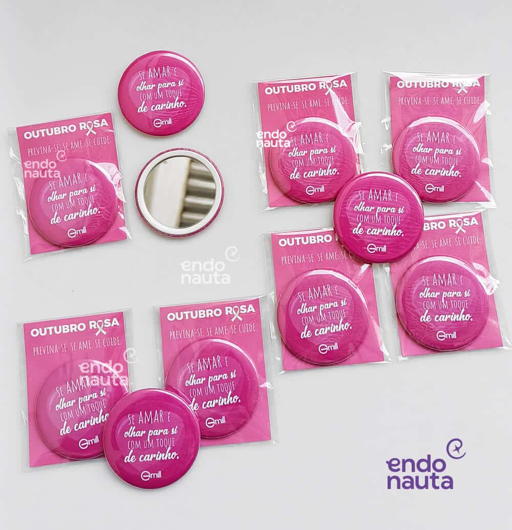 Espelho personalizado para brinde de outubro rosa