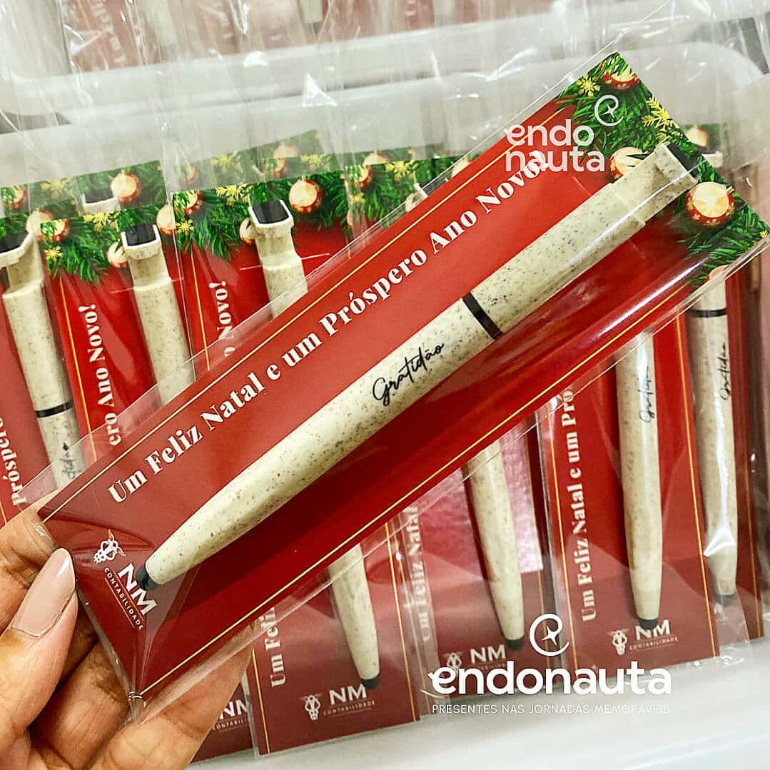 Cartão caneta de natal brinde