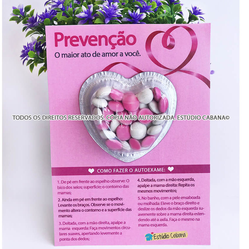 CARTÃO CORAÇÃO CHOCOLATE OUTUBRO ROSA