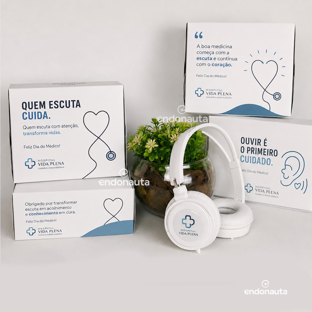 Dia do Médico 3 kit ouvir com o coração dia do médico fone de ouvido personalizado com caixa personalizada, presente premium corporativo