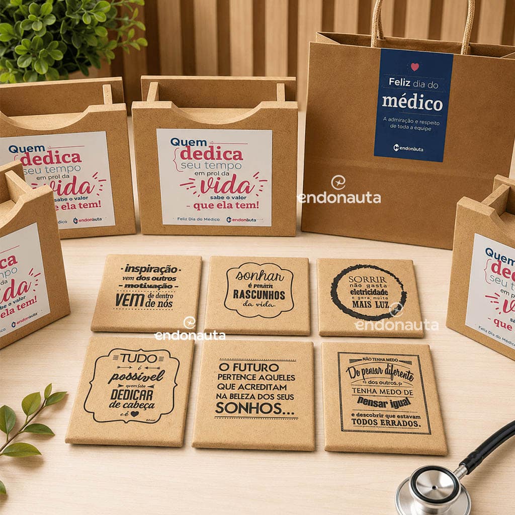 Dia do Médico 1 BRINDE Dia do Médico Kit Porta Copos MDF personalizado