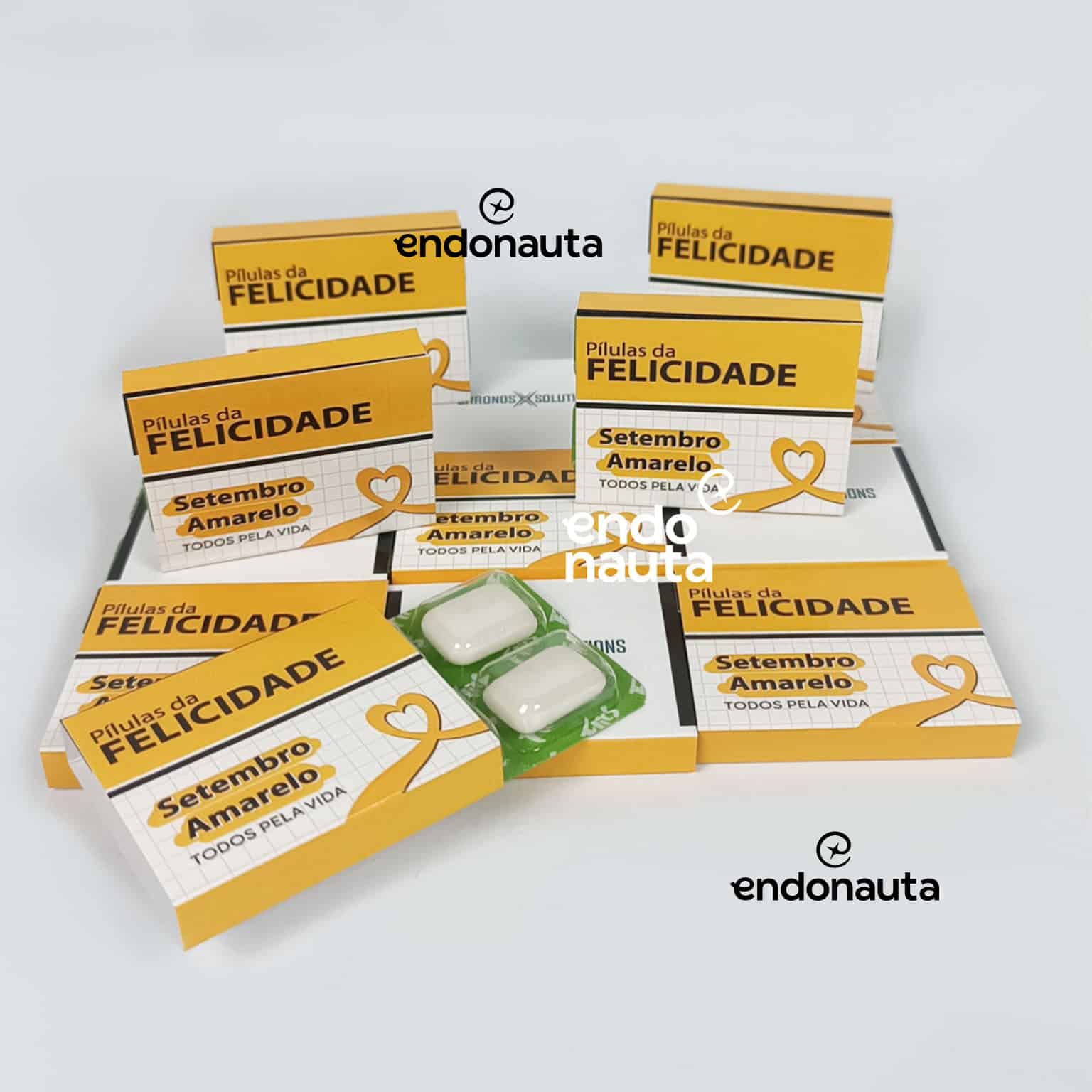 Chiclete personalizado setembro amarelo pilulas da felicidade