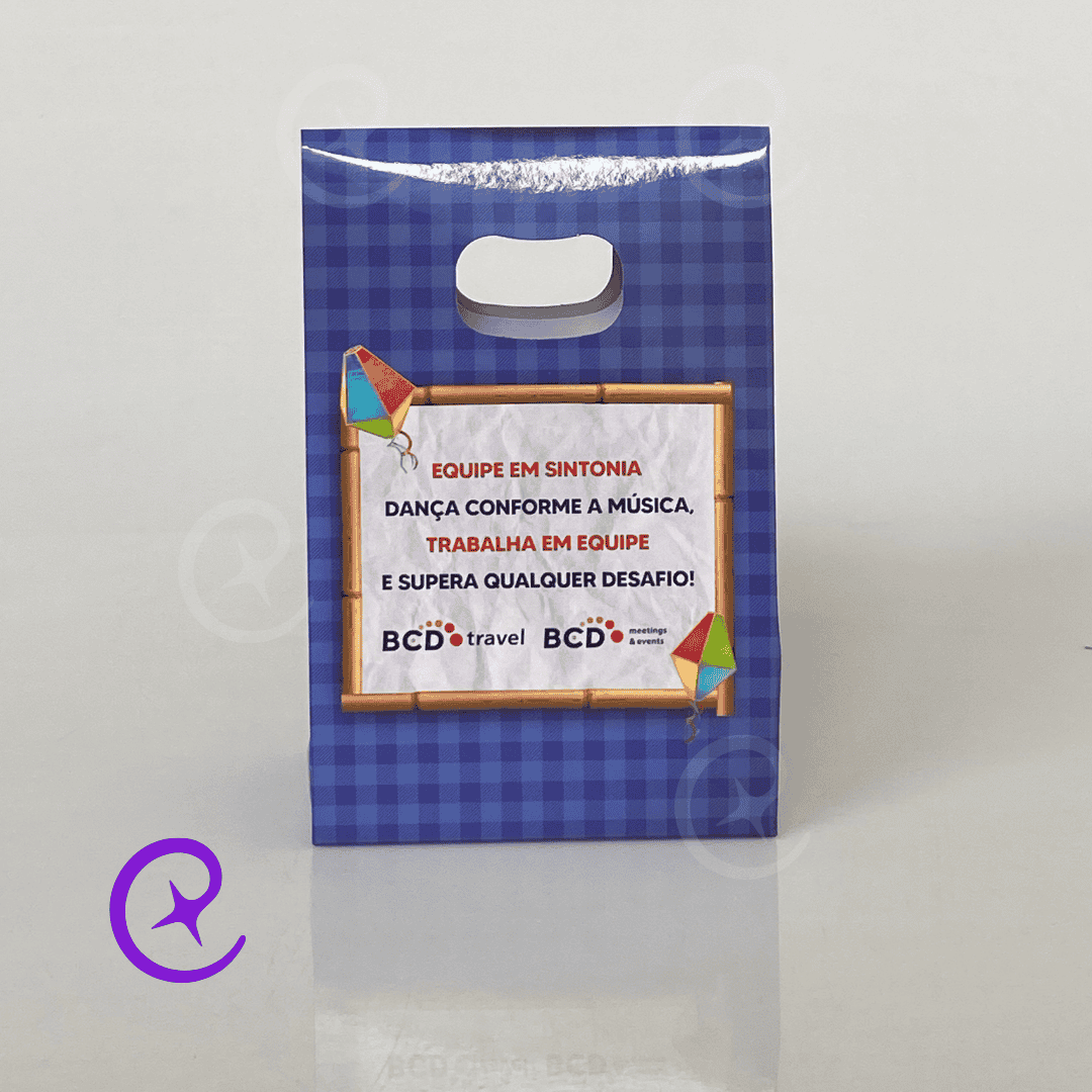 Mini Bag Junina parte de trás com frase personalizada