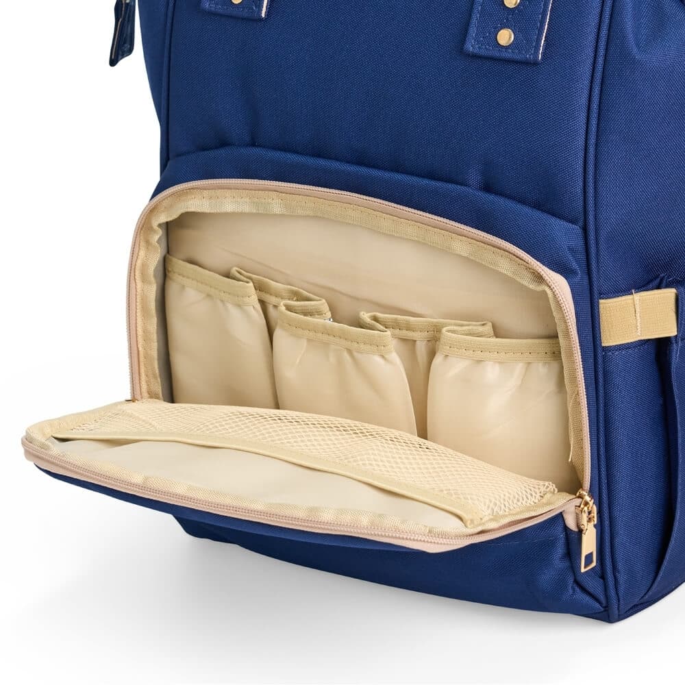 a blue bag with a zipper