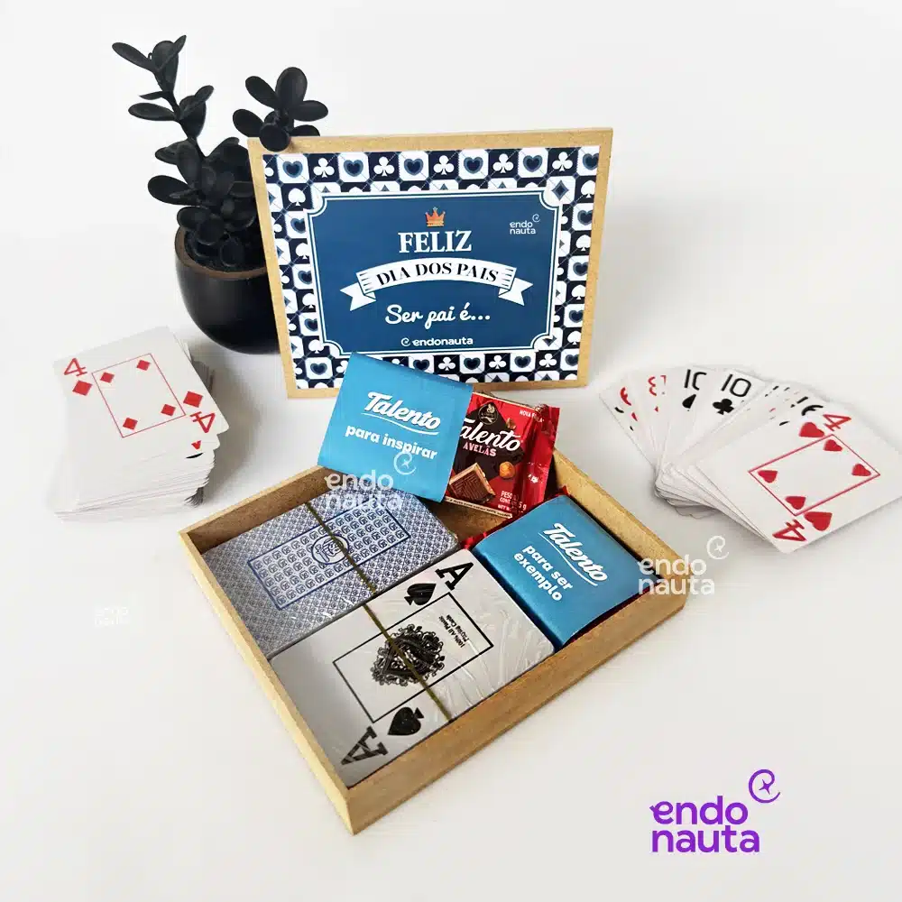 Caixa Talento Cards - Brinde de dia dos pais com chocolate talento e baralho