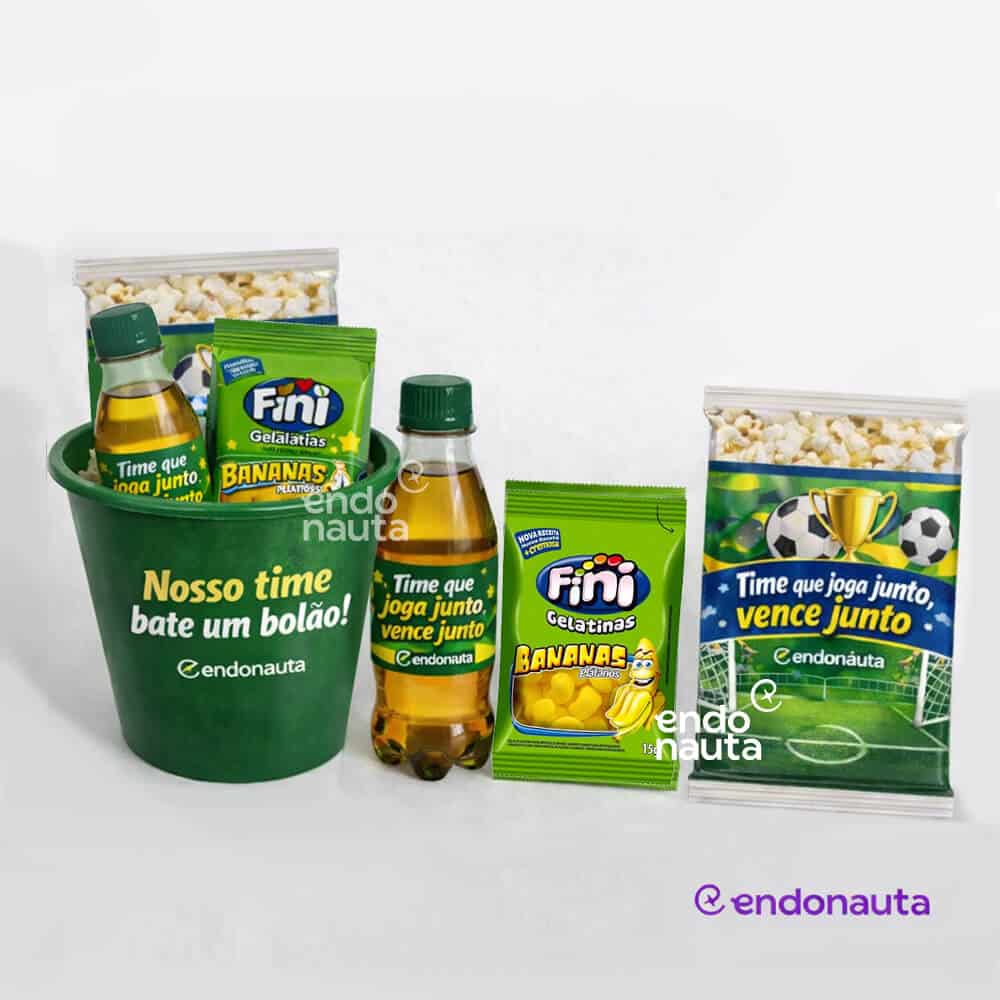 Kit festejar Mini Brinde Copa do Mundo Balde Pipoca Guaraná