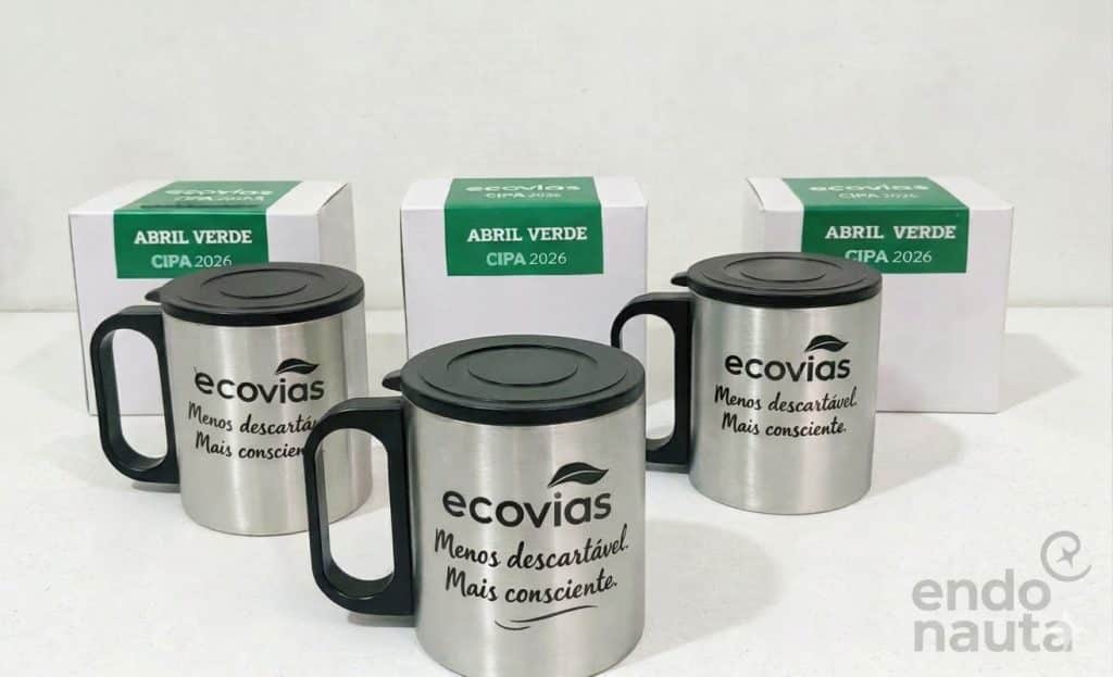 Caneca de café para brinde de campanha de prevenção de abril verde