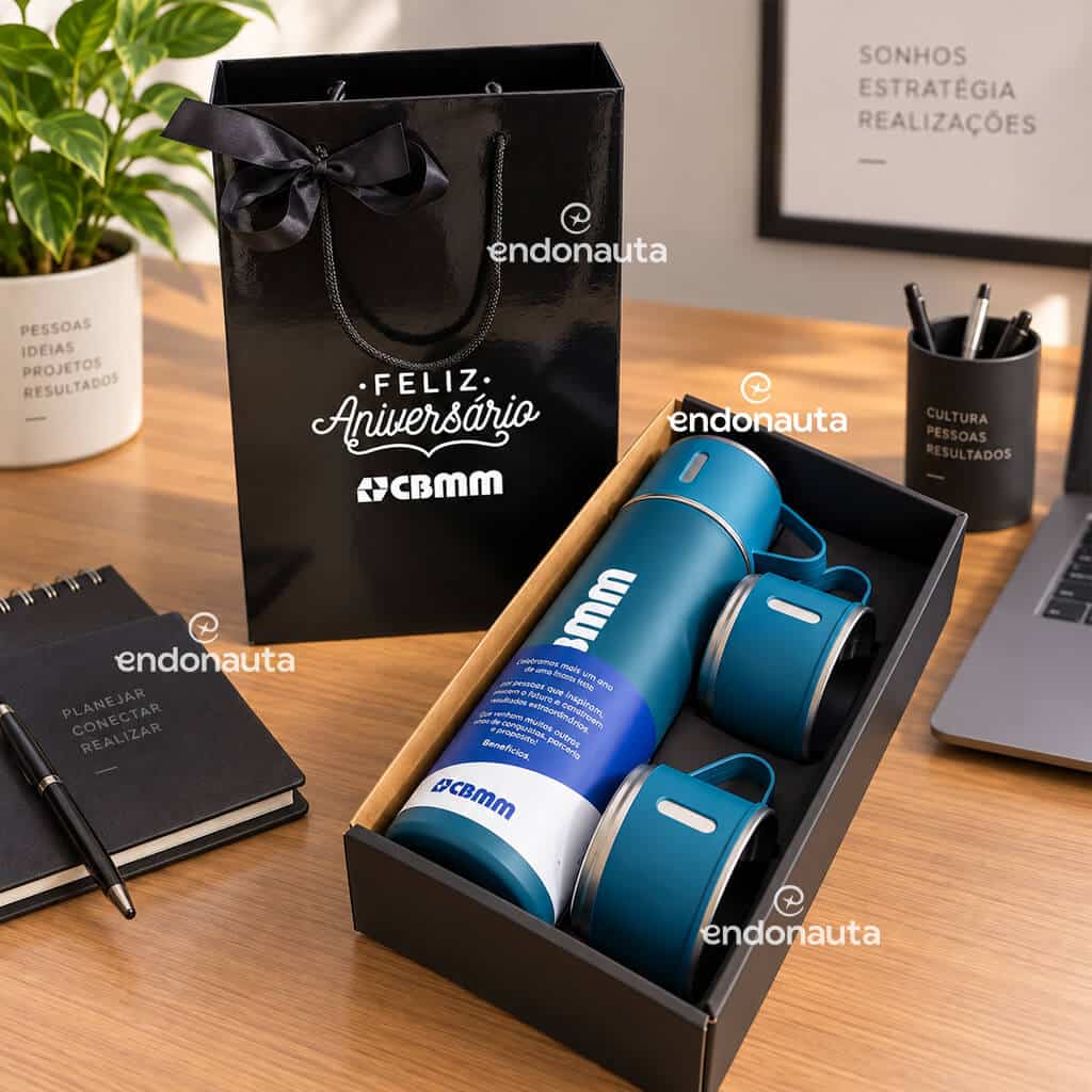 Kit Boa Companhia – Garrafa Térmica com Copos