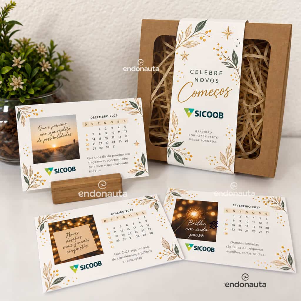 Kit Novos Começos – Calendário Motivacional de Mesa Personalizado